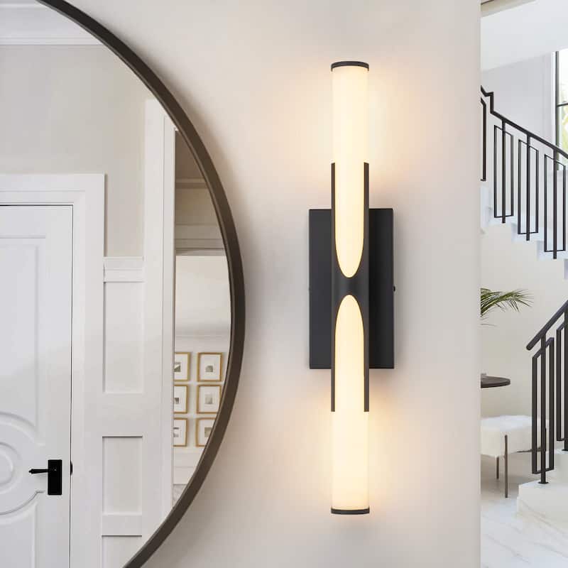 Modern Dimmable LED Wall Sconce Bathroom Vanity Light - Black