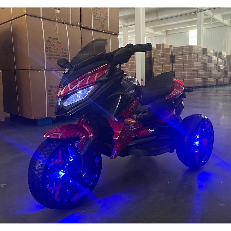 Red Kids Electric Motorcycle Ride-On Motorcycle Ride-On Bike Toddler Motorcycle with Bluetooth & Lights