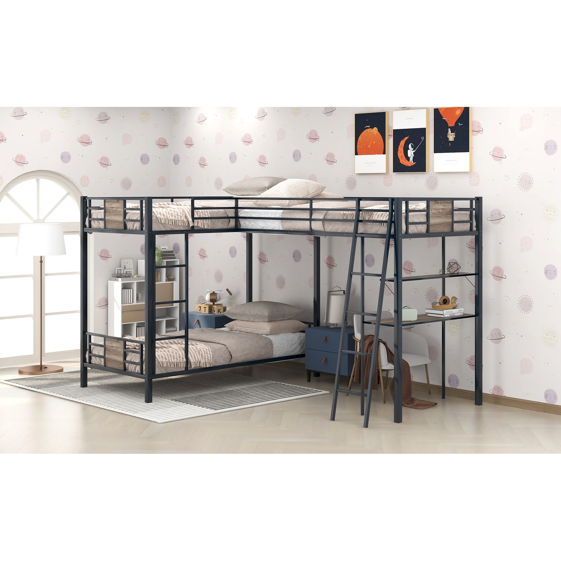 L shaped bunk online beds with desk