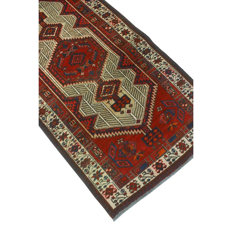 Fine Vintage Distressed Mama Red/Beige Runner - 3'0" x 10'8"