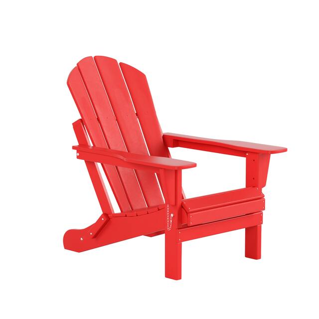 Laguna Folding Poly Eco-Friendly All Weather Outdoor Adirondack Chair - Red