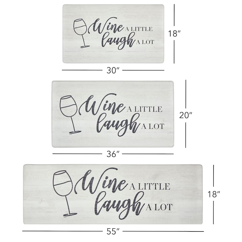 SoHome Cozy Living Wine A Little Anti-Fatigue Kitchen Mat, Grey/Black