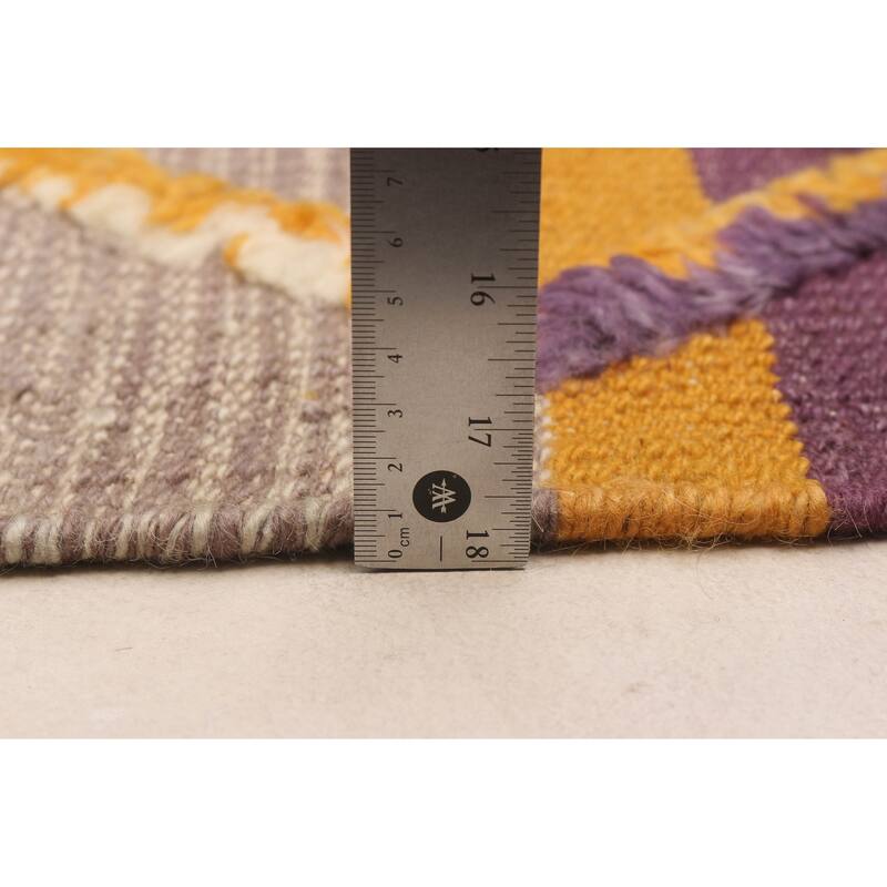 ECARPETGALLERY Flat-Weave Marrakech Purple Wool Kilim - 6'9 x 10'0