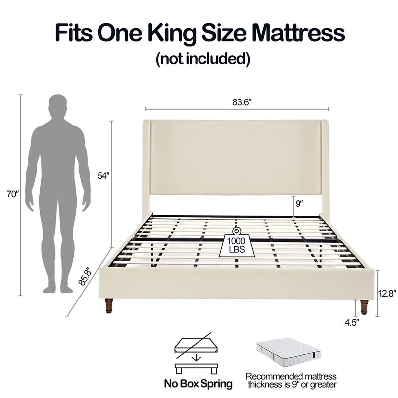 Tall Headboard Upholstered Bed Elegant Simplicity Bedroom Bed