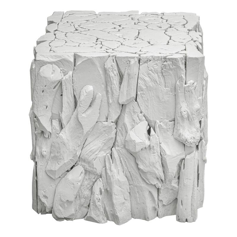 Uttermost Teak Root White Bunching Cube - 17"W x 19"H x 17"D - White - 17"W x 19"H x 17"D