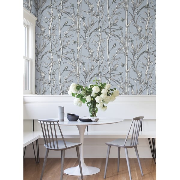 York Wallcoverings Bambou Toile Sky Blue Wallpaper Bed Bath & Beyond