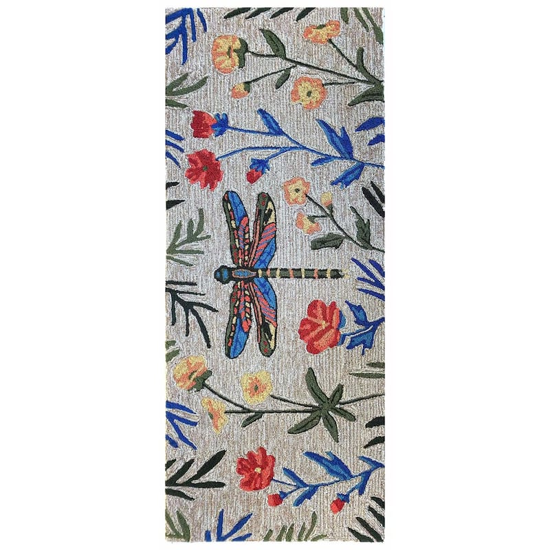 Liora Manne Frontporch Floral Dragonfly Indoor/Outdoor Area Rug - 2' x 5' - Multi