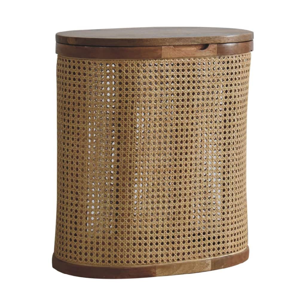 Stylish and Minimalist Lid-up Storage Stool With Rattan Design