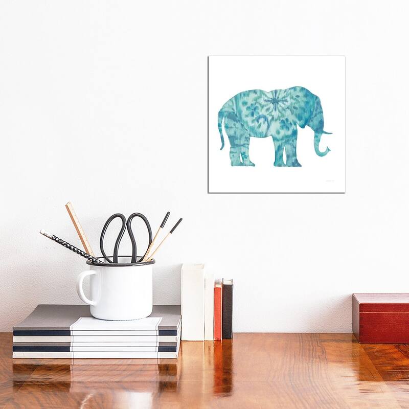 iCanvas "Boho Teal Elephant I" by Danhui Nai Canvas Print - 12x12x0.75