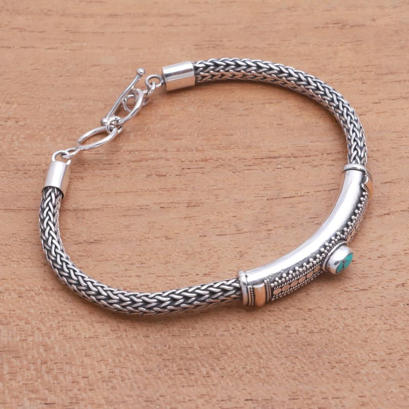 NOVICA Center of Hope, Gold accented turquoise pendant bracelet
