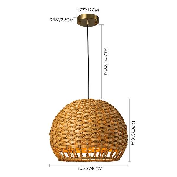 ZLNIDJIA Boho Light Fixtures 3-Light Rattan Chandelier Retro Black Semi Flush Mount Ceiling