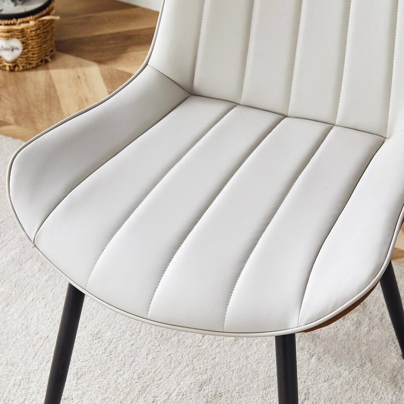 Vertical Striped Backrest Dining Chair with Metal Legs Upholstered Chair for Dining Room Dining Chair, Set of 4