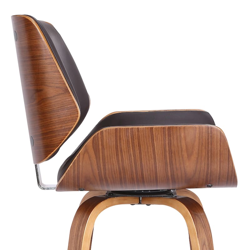 Tyler Mid-Century Swivel Bar Stool, Upholstered Counter Height Chair with Bentwood Legs