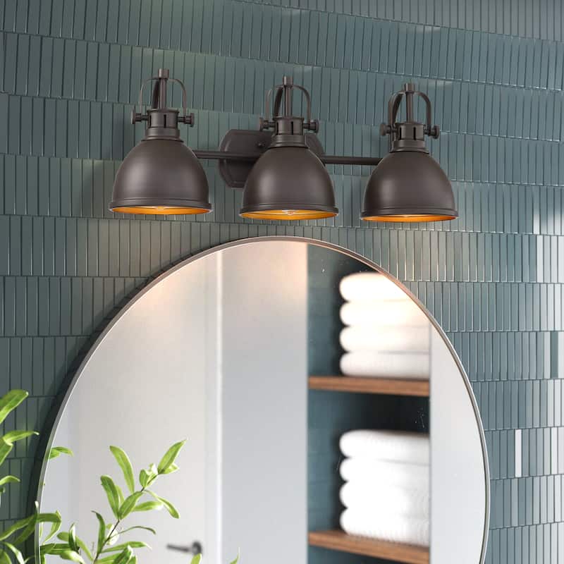 3-light Vanity Light with Dark Bronze finish and Gold Painting Inside