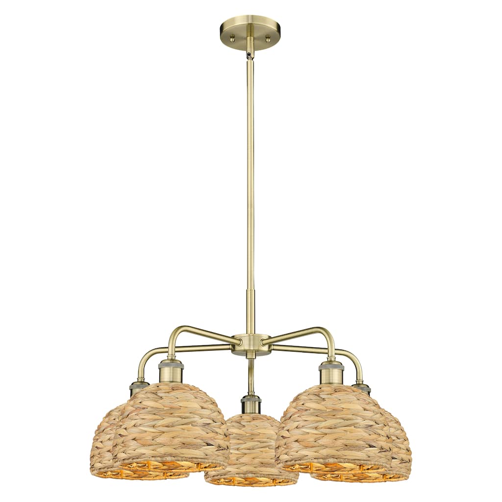 Innovations Lighting Endless Possibilities Ballston - Woven Rattan - 5 Light 27" Stem Hung Chandelier