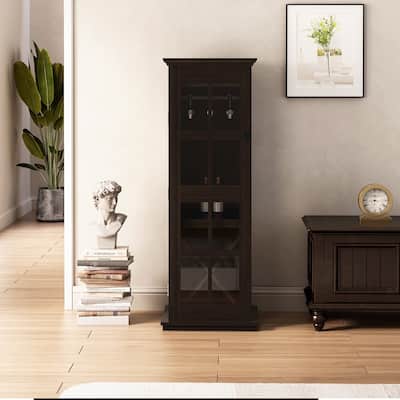 Modern Wine Cabinet with Drawer and X-Shaped Wine Rack,Brown