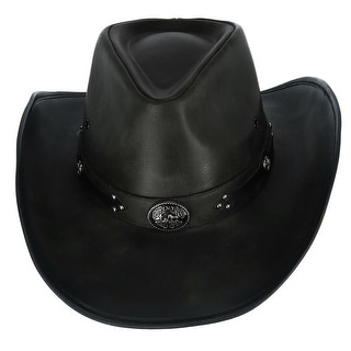 Kenny K Mens Distressed Faux Leather Western Hat with Faux Animal Teeth