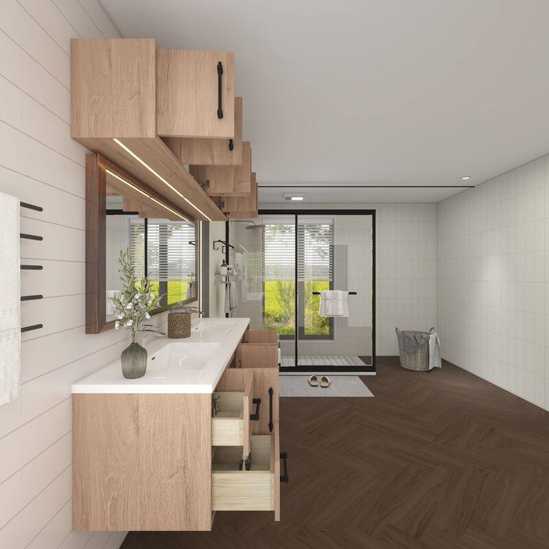 Victoria 72'' Double Sink Wall-Mounted Vanity Set with Motion Sensor LED light Top Cabinet