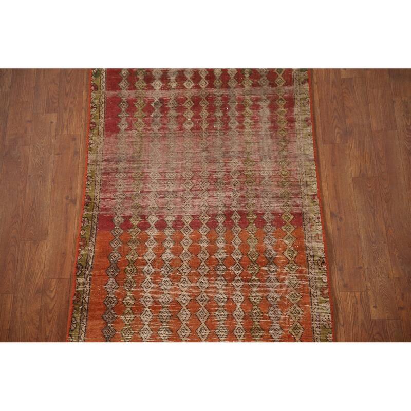Vegetable Dye Tabriz Persian Antique Runner Rug Handmade Wool Carpet - 2'7"x 10'1"