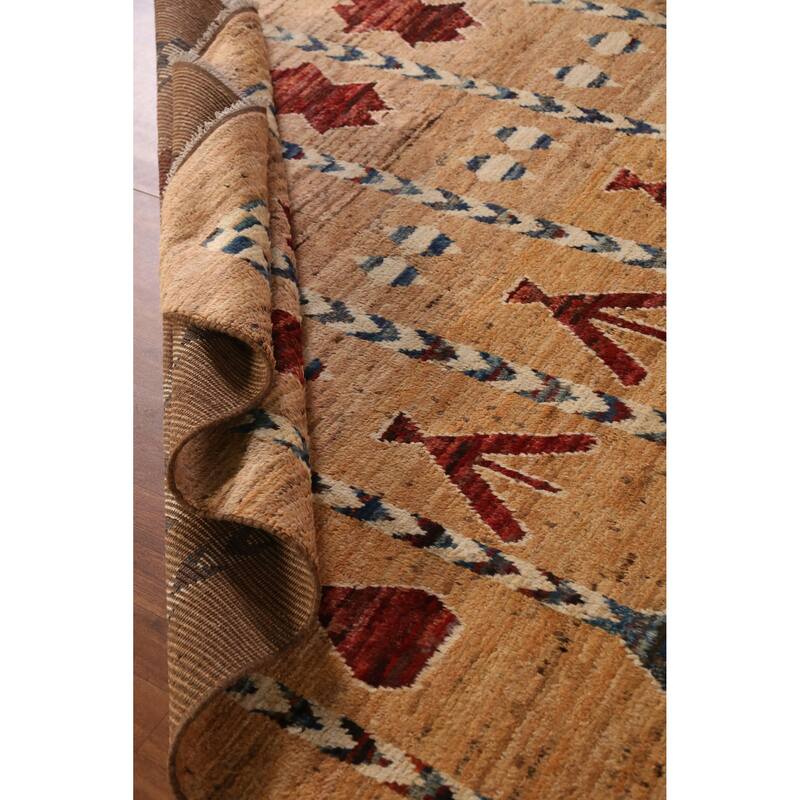 Geometric Tribal Moroccan Rug Hand-Knotted Multi-Color Wool Carpet - 6'9" x 9'7"