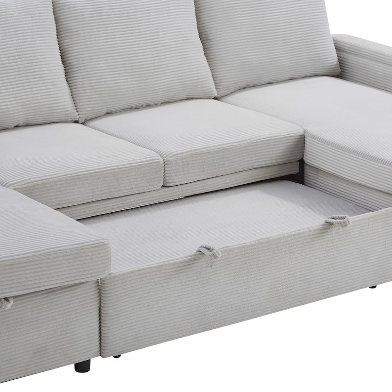 109.5" Convertible Upholstered Sectional Sofa with Storage Chaise Lounges