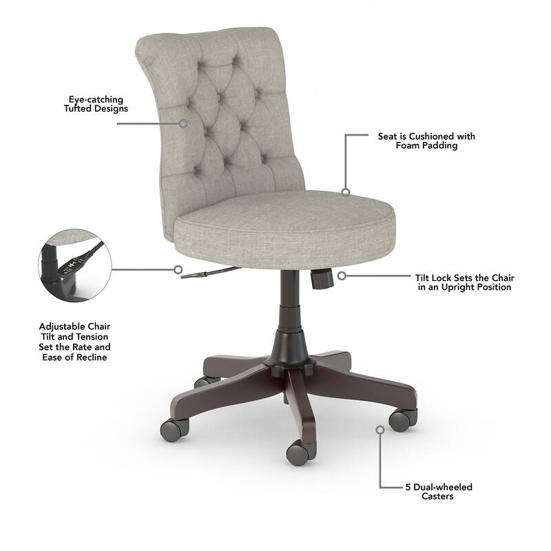 Key West 60W L-Desk with Tufted Office Chair by Bush Furniture