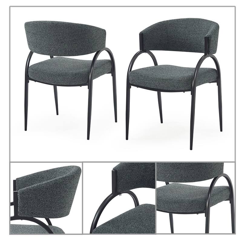 Modern Minimalist Upholstered Dining Chair Reception Chair with Curved Backrest and Metal Legs