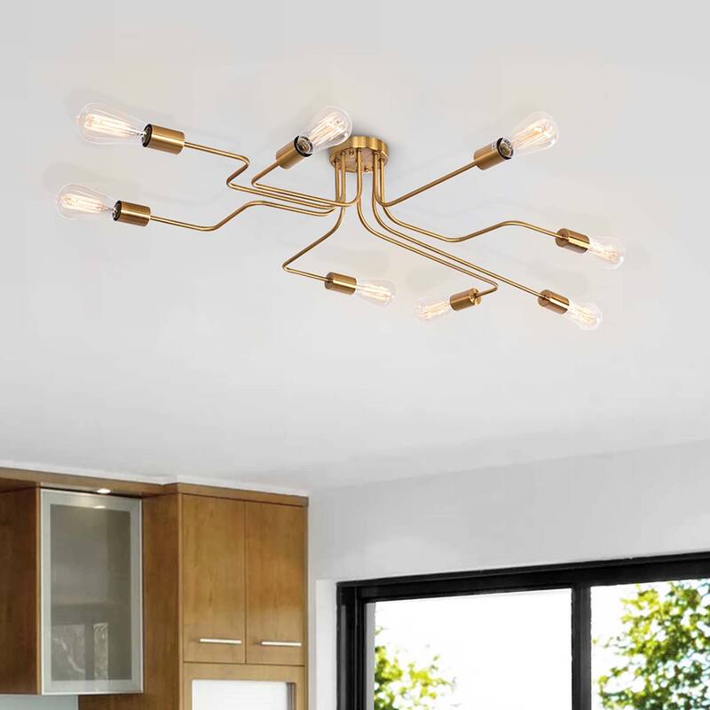 8 - Light Mid-Century Modern Industrial Spider Shape Circuit Board Semi-Flush Mount