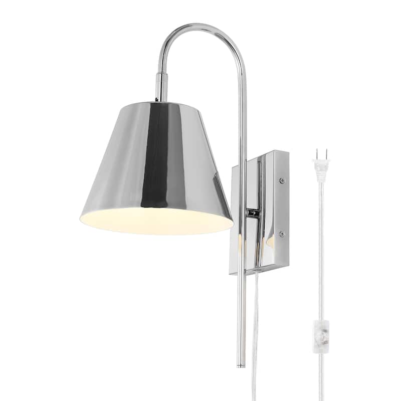 SAFAVIEH Lighting Soghra 11-inch Wall Sconce (LED Bulbs Included) - 7.6 In. W x 10.5 In. D x 18 In. H - 8Wx11Dx18H - Chrome