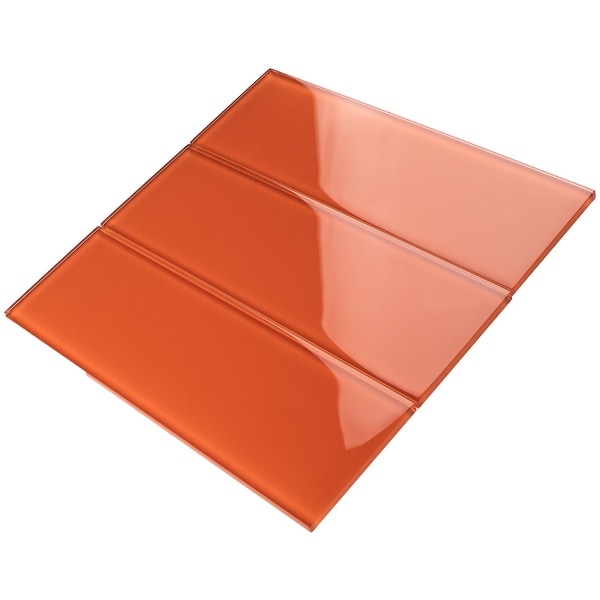 TileGen. 4" x 12" Glass Subway Tile in Fire Orange Wall Tile (30 tiles/10sqft.). Opens flyout.