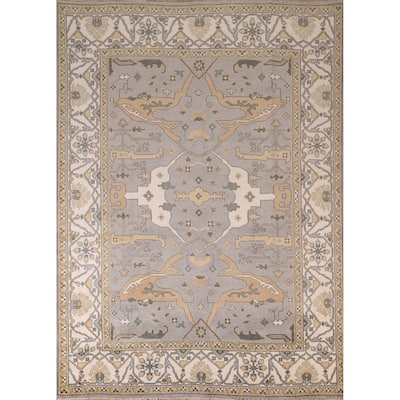 Gray Oushak Indian Rug Hand-Knotted Wool Carpet - 8'0"x 9'8"
