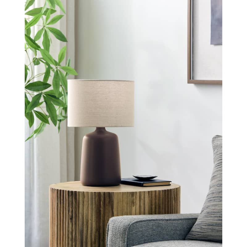 Livabliss Elio Modern Accent Table Lamp - 16"H x 10"W x 10"D - Brown