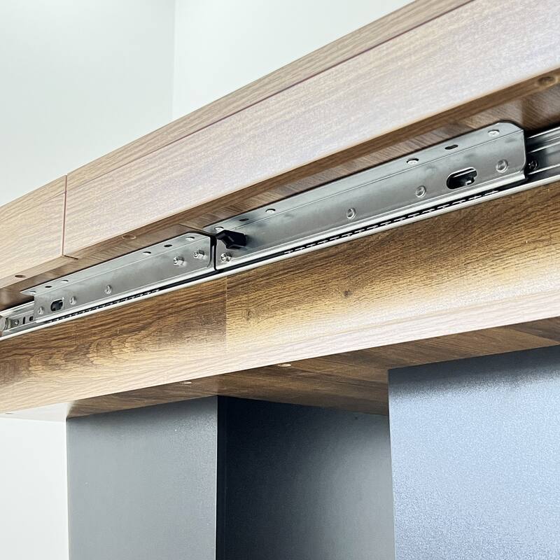 Extendable Dining Room Table, Wooden Kitchen Table with Double Pedestal Base, Large Meeting Table Home Office Table