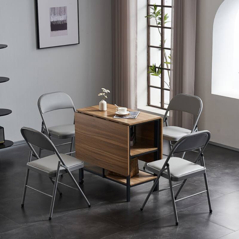 6pcs Elegant Foldable Iron & PVC Chairs for Convention & Exhibition - 15.75"L x 17.72"W x 30.71"H