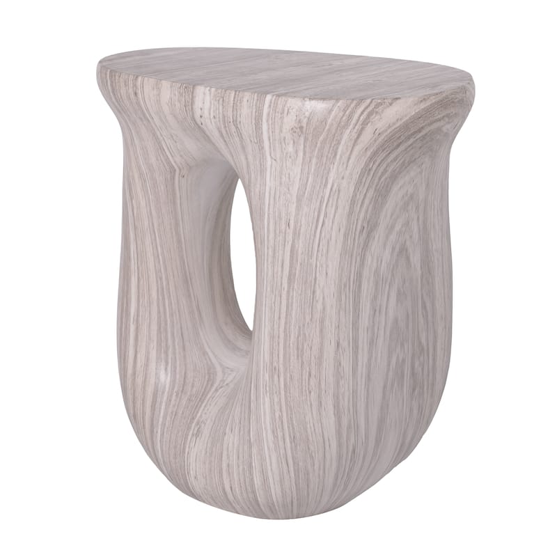 Christopher Knight Home - Modern Indoor/Outdoor 18.9"H U-Shaped Faux Marble MgO Accent Side Table with Unique Veining