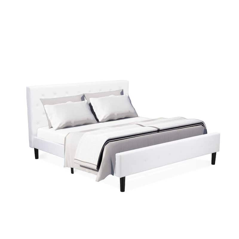Velvet Platform Bed - Tufted Headboard & Footboard - Modern Furniture Bed Frame - Black Legs
