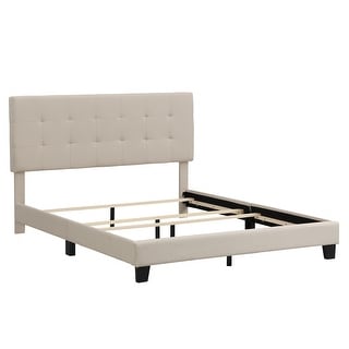Queen Size Tufted Upholstered Platform Bed with Headboard for Small ...