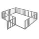 preview thumbnail 18 of 38, Safe Play Area, Full Size Wooden Floor Bed Frame with Fence and Door, Open Design Low Bed for Kids, Without Slats