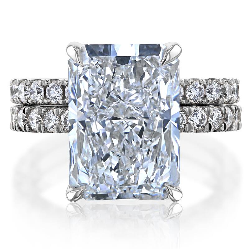 Kobelli 5.60 Carat Lab Grown Diamond Certified 14k Solid Gold Radiant Hidden Halo Half Eternity Rowena 2pc Bridal Set (EF/VS) - White - 8