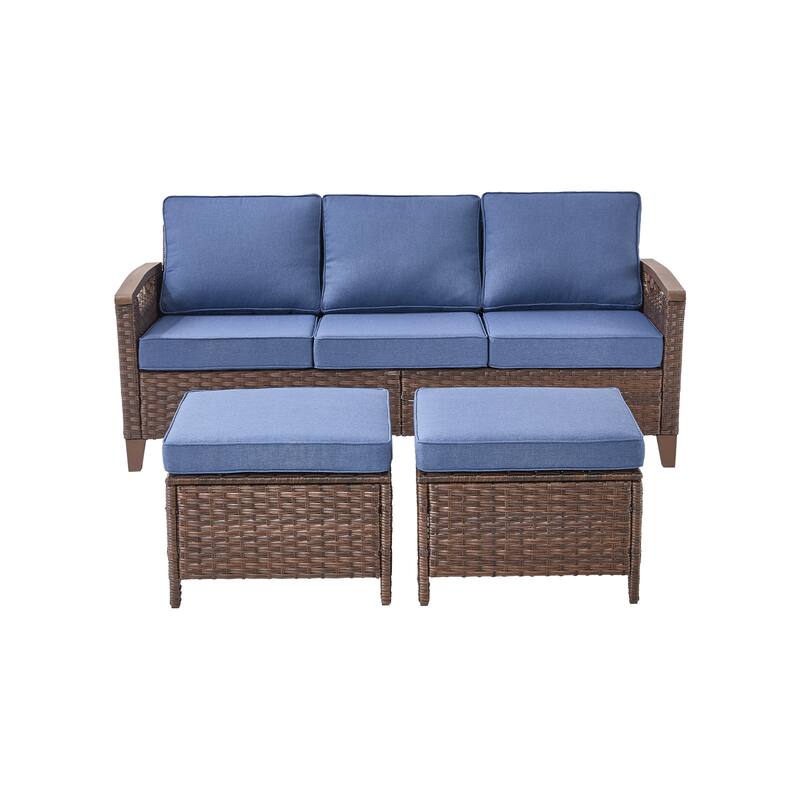 Pocassy Outdoor Brown Wicker Funitre with Cushion Set