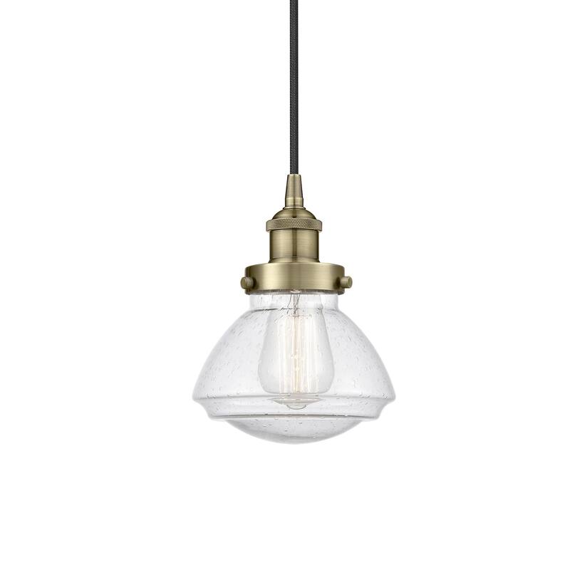 Innovations Lighting 616-1PH-9-7 Olean Pendant Olean 7" Wide Mini - Antique Brass / Seedy