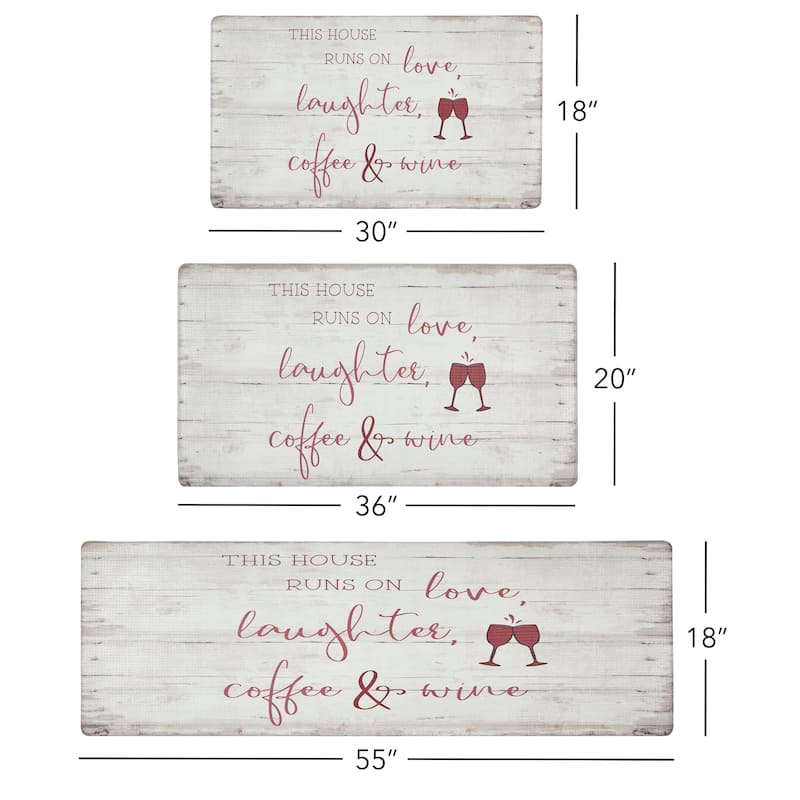 SoHome Cozy Living House Runs On Wine Anti-Fatigue Kitchen Mat, Red/Off White