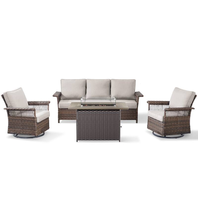 Pocassy 41 in Fire Pit Table with Patio Sofa Chair Funiture