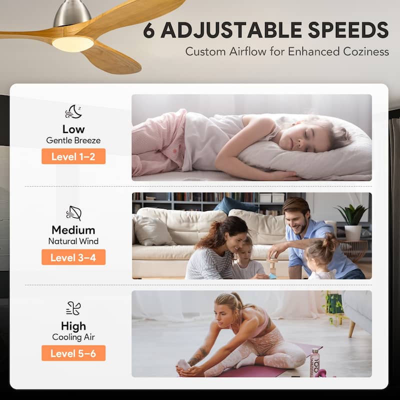 CO-Z Mid-century Modern 3 - Blade Smart LED Ceiling Fan with Dimmable Light and Remote