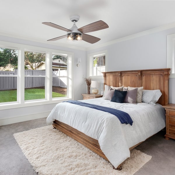 slide 2 of 14, Aiden River of Goods Gray and Mahogany Metal Remote-Controlled 42" Ceiling Fan - 42" x 42" x 11"/15.25"