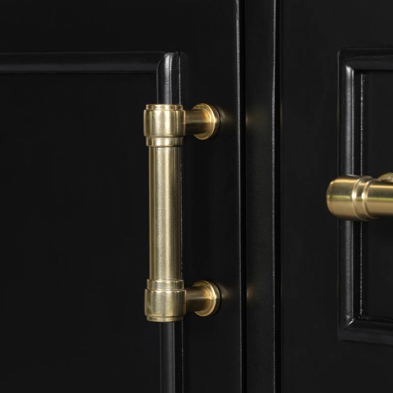 24" Modern Bathroom Vanity with Ceramic Sink, Soft-Close Door, 3 Drawers, Gold Handles & Door Rack