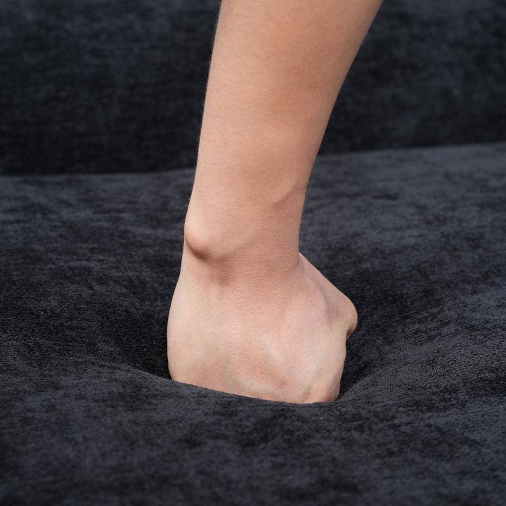 L-Shaped Modular Sectional Sofa with Ottoman, Melange Chenille Fabric Cloud Sofa, Upholstered 4 Seat Sofa with Pillows