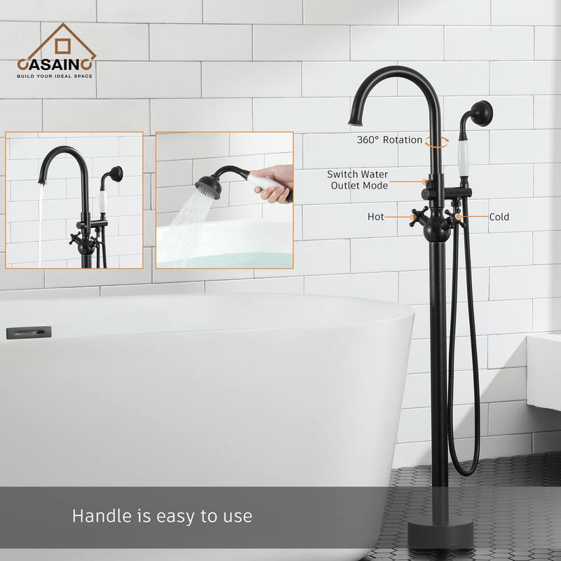Freestanding 2-Handles Bathtub Faucet with Hand Shower