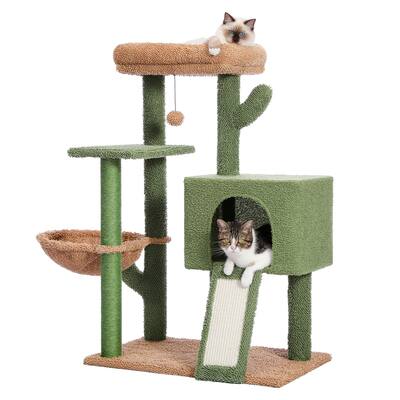 41 In.H Cat Tower with Sisal Covered Scratching Post and Cozy Condo