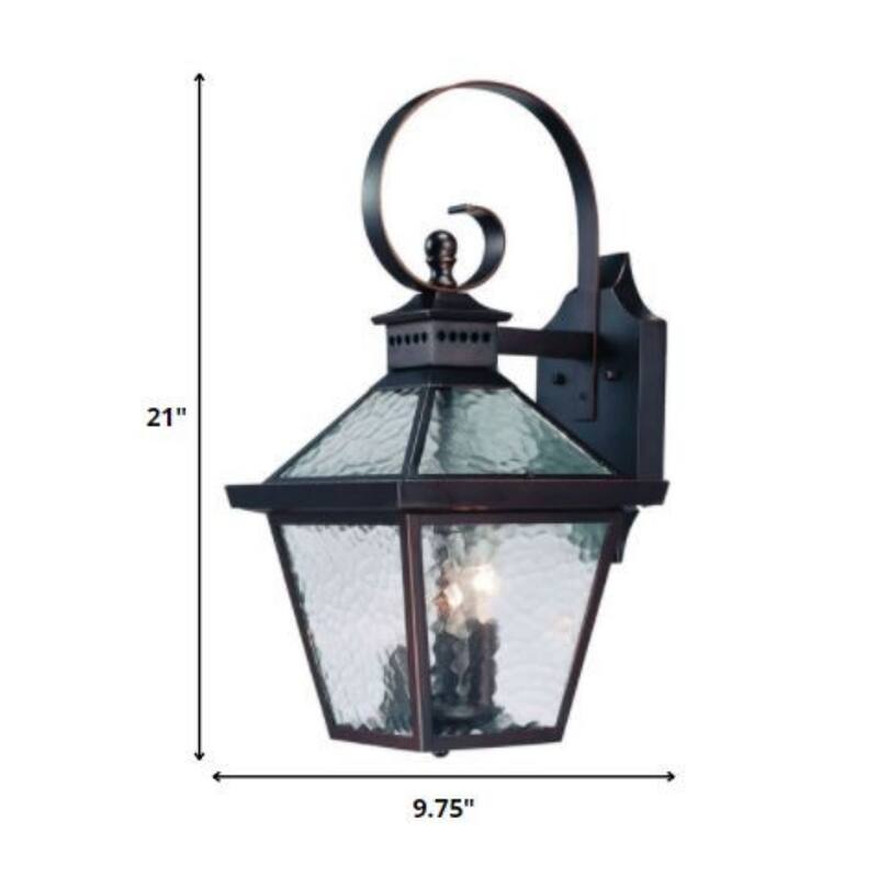 Glass Flush Mount Outdoor Wall Light with 3 LED Bulbs Dimmable - 11.50” x 9.75” x 21” (D x W x H)